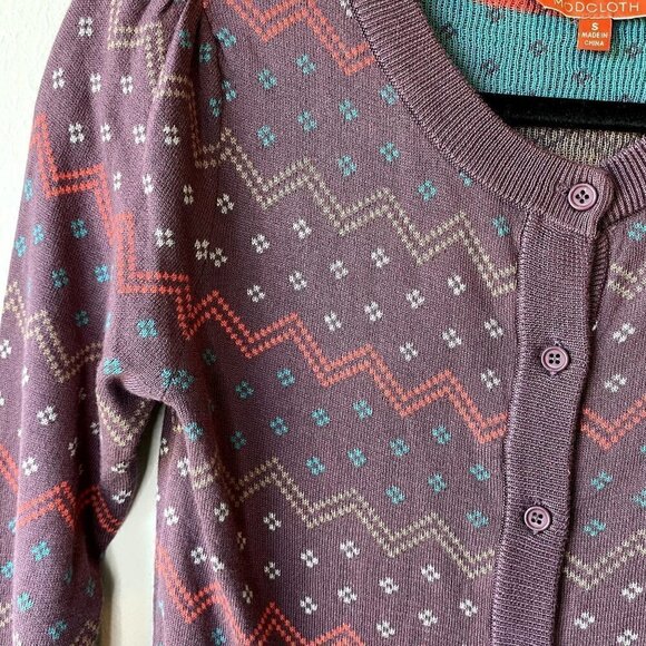 Modcloth Fair Isle Cardigan Purple S - Picture 3 of 7